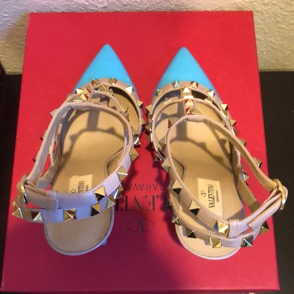 Valentino Rockstud Studded T-strap Cage Sandal Pumps Size 39 - Picture 8 of 14